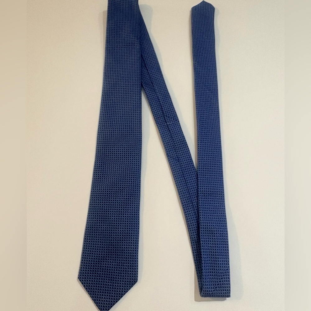 BOSS Hugo Boss Blue Geometric Silk Tie ITALY